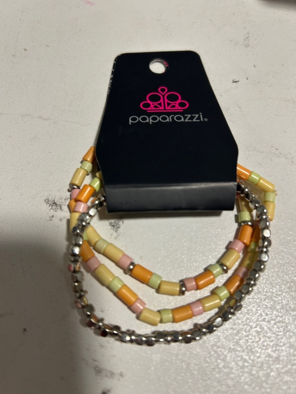Paparazzi Pastel Multi-Strand Beaded Bracelet - Pink, Yellow, Orange, Green